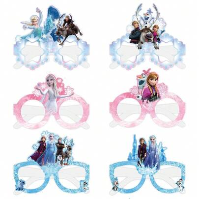 6pcs Ice & Snow Themed Paper Glasses, Children's Birthday Party Decorations, Photography Props (Random Styles)