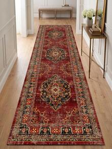 1pc Vintage Palace Style Carpet, Bohemian Geometric Pattern Polyester Rectangular Printed Rug, Easy To Clean And Machine Washable, Suitable For Hallway, Stairs, Entryway, Bedroom, Home Decor - Multicolor - View 14