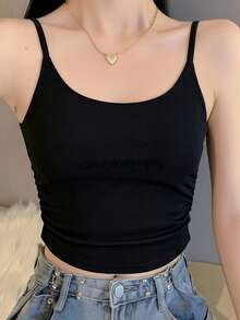 1pc Women's Tube Top Camisole, Sleeveless Layering Top For Spring & Summer - Black - View 5