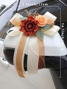 1pc Rose Fabric Decorative Flower, Suitable For Wedding, Car Rearview Mirror, Door Handle, Chair Back Etc., With Suction Cup, Valentine's Day Gift - Multicolor - View 4