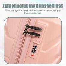 14"/19" 2-Piece ABS Spinner Suitcase Set With Combination Lock & 14" Cosmetic Bag - Pink - View 9