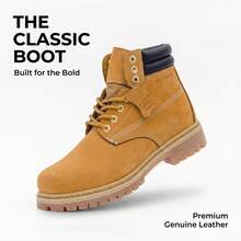 Men's Waterproof Leather Work Boots With Rubber Sole Structure And Oil Resistant Practical Shoes - Màu vàng - Xem 5