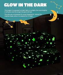 Modular  Sofa,  In The Dark Star Plush Couch, Convertible  Play Set, Fold Out Sofa Bed(Stars) - 淺灰色 - 查看 5