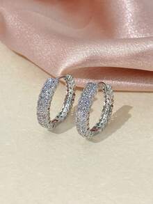 1对女士耳环，奢华时尚圈形耳环，精致复古优雅耳环，女神风耳环 - 耳圈 - 查看 2