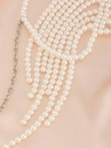 1pc Ocean Vacation Style Faux Pearl Beaded Tassel Shoulder Chain, Elegant Luxurious Vacation/Travel, Casual Daily, Party, Couple Date, Women's Festival Birthday Versatile Jewelry Gift - Shoulder Chain - View 5