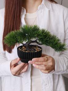 1株15厘米/5.9英寸人造盆景植物，盆景树，景观树，玫瑰松，日本松，婚礼装饰，礼品，家居装饰，适用于婚礼、毕业典礼、花园、情人节、新年、复活节等各种场合，全年适用，盒装包装 - 綠色-E - 查看 4