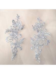 1pair Colored Lace Pair Flower Bridal Dress Headwear Lace Accessories Multi Color Headwear Clothing Car Stock Stickers - Multicolor - View 14
