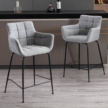 Chairus Barstools Armchair Set Of 2 Fabric Kitchen Breakfast Counter Stools Modern High Stools Dining Chairs With Footrest - Grey - View 9