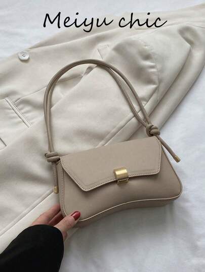 Bolso de hombro de moda nuevo, diseño de decoración con hebilla de metal personalizada, que muestra un gusto elegante. Bolso de hombro, bolso cruzado de unicolor PU de alta gama, diseño de lentejuelas glamoroso para mujer, adecuado para compras, vida diaria, viajes, viajes al trabajo y turismo.