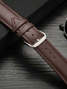 1条男女通用简约棕色真皮表带，兼容 Series 11/10/9/SE/8/7/6/5/4/3/2/1，适用于41mm/45mm/46mm Ultra/49mm/44mm/42mm/38mm/40mm表盘，时尚智能手表配件 - 鏽棕色 - 查看 3