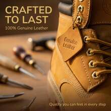 Men's Waterproof Leather Work Boots With Rubber Sole Structure And Oil Resistant Practical Shoes - Màu vàng - Xem 7