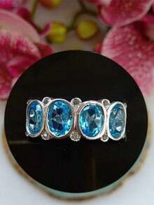 1枚流行女士时尚优雅锆石戒指，婚礼订婚派对珠宝礼物 - 銀色 - 查看 10