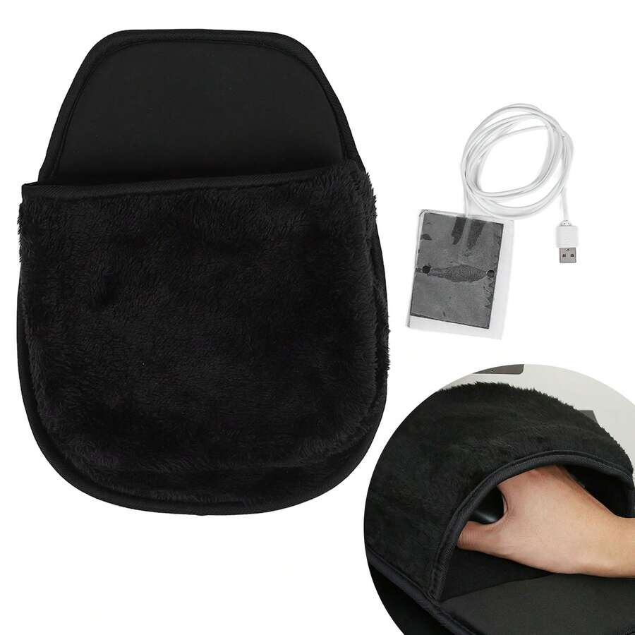 Esta almohadilla térmica USB es apta tanto para hombres como para mujeres e incluye un reposamuñecas. Es un calentador de manos invernal que evita que las manos se entumezcan y se enfríen. - Negro - Ver 1