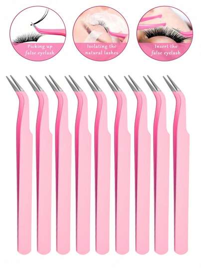 10/5/1 Piece Professional Stainless Steel Eyelash Curler Set, Customized Size, Reusable, With Pointed & Curved Design, Easy To Operate, Ideal For Beginners