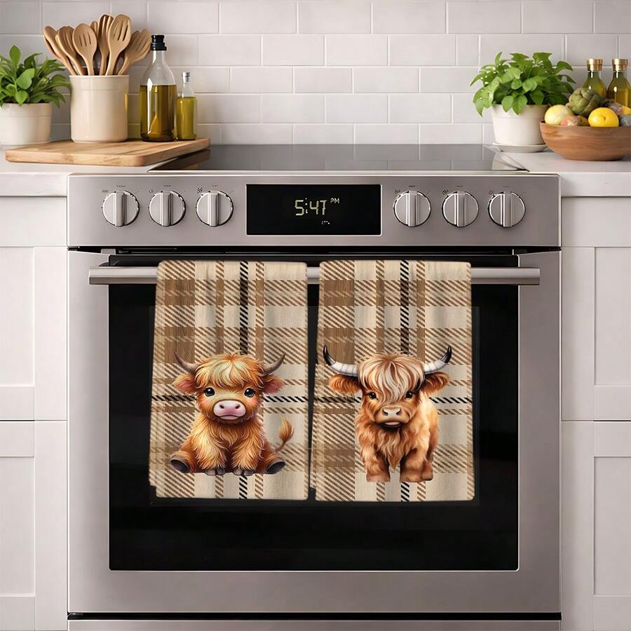 2/4/6/8 Pcs Dish Towel Set, Plaid Pattern Print, Super Absorbent Microfiber Modern Cloth, Cooking And Baking Tea Towel, Dishcloth, Cleaning Towel, Hand Towel, Soft And Highly Absorbent, Kitchen Decor, Gift For Neighbor, Mom, Birthday, Housewarming For Friends, Kitchen Essentials, Daily Necessities - Multicolor - View 1