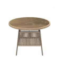 Modern Rattan Garden Furniture Set, Including A Round Glass Table And Four Armchairs, With An Iron Frame. Ideal For A Terrace, Balcony Or Patio. - Mocha Brown - View 10