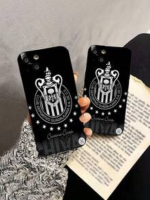 Black And White Logo: Soccer Club. This Stylish Black Phone Case Is Compatible With Samsung, Apple, , , , Transsion, ,  And Honor. Made Of TPU Silicone, It Offers Shock And Drop Protection And A Superior Feel. It's An Ideal Gift For Family, Friends, And Loved Ones, And A Perfect Choice For Valentines Day And Year's Gift. - Black - View 5