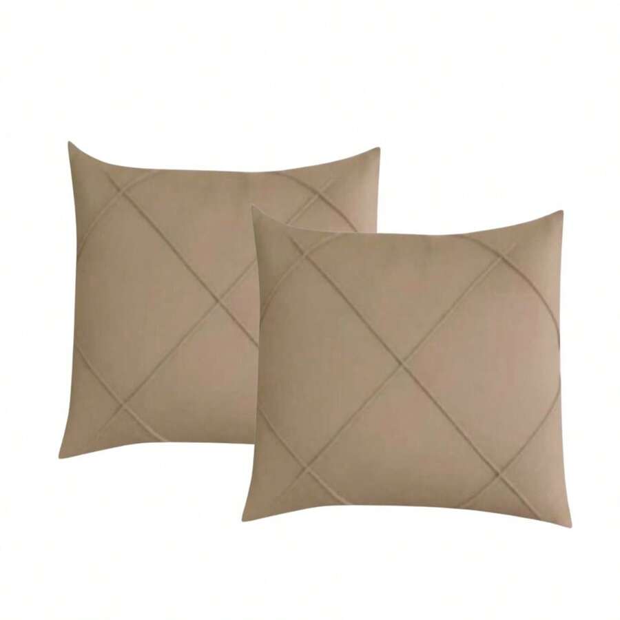 Kit 2 Draped Suede Cushion Covers 45x45cm - Brown - View 1