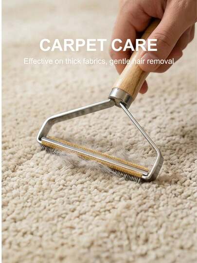 1/2 piezas Quitapelusas manual con mango de madera, rasuradora de pelusas para ropa, suéteres y telas, quitapelos para mascotas, cuchillas de limpieza