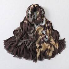 Colección soñadora Nuevo hijab modesto con textura natural arrugada, pañuelo estampado con efecto tie-dye, pañuelo musulmán transpirable - Multicolor - Ver 17
