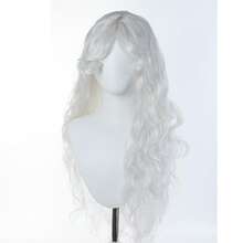 长款蓬松白色复古假发，适合化装舞会和角色扮演 - 白色 - 查看 3