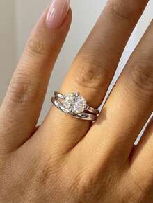 Stylever 1 chiếc nhẫn cong tối giản bằng bạc sterling 925, trang sức thời trang thích hợp làm quà tặng dự tiệc, sinh nhật. - Bạc - Xem 6