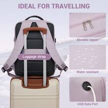Mochila de cabina Ryanair, equipaje bajo asiento, apertura 180°, impermeable, con compartimento para portátil, varios bolsillos, correa para maleta, ideal para trabajo, escuela, fitness y vi - Morado – Grande (40 x 20 x 30 cm) - Ver 7