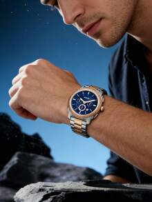 Fossil Men's Quartz Stainless Steel Three-Hand Watch Stainless Steel Case/Scratch Resistant Glass FS5037/FS5172 - Blue - View 3