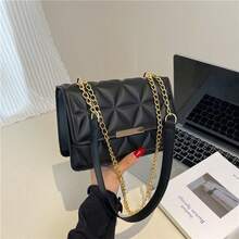 Women's New  Quilted Solid Color Chain Small Square Bag, Minimalist Fashion Shoulder Crossbody Bag - 彩色 - 查看 6