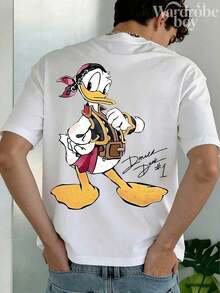 Disney Printed T-Shirt,Men's Pirate Donald Duck Printed T-Shirt,Unisex,High-Quality Pure Cotton T-Shirt,Suitable For All Seasons, Comfortable And Breathable| Exquisite Design | The Best Choice For Giving Gifts - White - View 3
