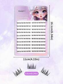 MAGEFY 120片B型卷翘下睫毛，3D自然柔软舒适裸妆效果，日系浓密纤长睫毛嫁接片，睫毛簇，单根睫毛，假睫毛 - 黑色 - 查看 4