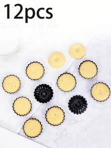 6/12/24pcs Mini Non-Stick Carbon Steel Egg Tart Mold - Reusable Muffin Cupcake Baking Mold, Suitable For Cupcakes, Muffins, Cookies, Pies, Egg Tarts, Puddings Baking Tools - Black - View 7