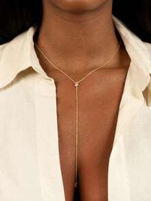 1pc S925 Sterling Silver Minimalist Y-Shaped Rhinestone Necklace, Personalized Unique Design Delicate Choker Necklace, Versatile Daily Wear Gift - Tassel - View 7