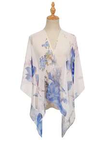 1 chiếc khăn choàng nữ thời trang mới, chất liệu georgette, nhẹ, mềm mại, thoáng khí, dài, thích hợp sử dụng hàng ngày quanh năm. - Xanh đậm - Xem 4