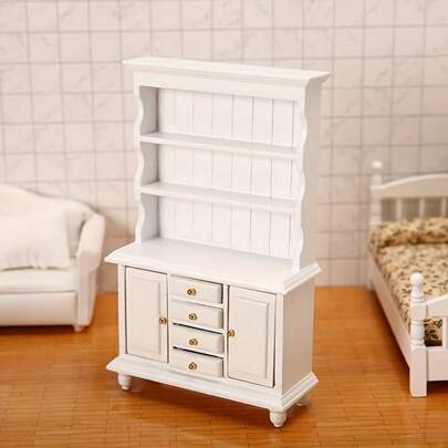 1:12 Mini Bookshelf, 3-Tier 4-Drawer Display Cabinet, Dollhouse Decor, Miniature Furniture Model, Micro Study Bookshelf Craft, Dollhouse Decoration, Miniature Furniture, Living Room Decor, Desktop Ornament, Suitable For Study Room, Bedroom, Office Desk, DIY Micro Scene Decor, Photography Props, Toy House Accessories, Living Room Scene Accessories, Collection Gift, Personalized Gift