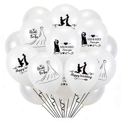 35/15pcs White Latex Balloons For Bride, Wedding, Anniversary, Engagement Party Decorations