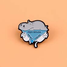 Hippo Quote Enamel Brooch - Cute Badge For Backpacks And Clothes - White - View 7