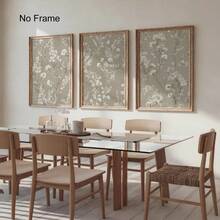 Set di 3 stampe botaniche da parete, stampe beige neutre, decorazione attenuata, stampe di fiori bianchi antichi, decorazione floreale rustica, decorazione per la casa, decorazione da parete, senza cornice - fiore - Visualizzare 6