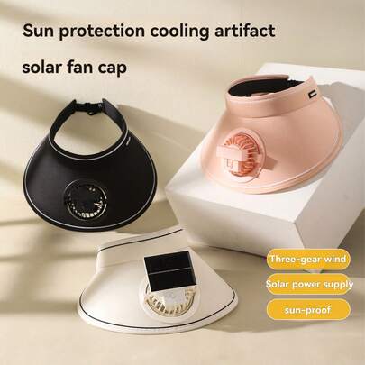 1pc 300mAh Rechargeable + Solar Powered Portable Headband Fan, Dual Power Modes, 3-Speed Adjustable, 45° Tilt, Ideal For Outdoor Activities And Travel