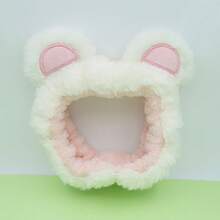 1 Piece Of Cute Bear Plush Face Wash Headband, Cartoon Girl Headband - 粉紅白色(1件裝) - 查看 10