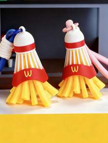 2026 Nouveau 1 pièce Porte-clés de Badminton imprimé en 3D en forme de frites - Charm de sac thématique McDonald's, accessoire sportif et mignon pour sac à dos, cadeau pop culture unique - parfait pour l'anniversaire, la Saint-Valentin, Pâques - Multicolore - Voir 8