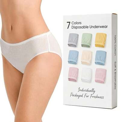 10pcs Disposable Antibacterial Panties For Women, Individually Packaged, Suitable For Pregnant Women And Postpartum, Ladies Disposable Underwear, Ladies Travel Panties, Pure Natural Women's Travel Outdoor Menstrual And Postpartum Products, Random Colors