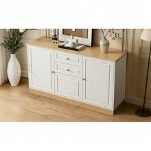 Sideboard, Three Doors, Double Drawers, Suitable For Living And Dining Rooms, Multifunctional Storage Furniture. - 白色 - 查看 2