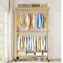 Portable Rolling Closet With 2 Shelves - Mobile Garment Rack For Bedroom Storage And Space-Saving Home Organization, Yellow - Yellow - View 7