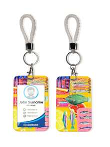 1pc ABS Food Series Lemon & Sardine Pattern Fashion Personalized Cartoon Pull-Type Card Clip Keychain Bag Pendant, Student Wristband Card Clip, Women Student Card Clip, ID Bus Protection Case, Student Campus Card Protection Case - Multicolor - View 4