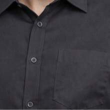 Men's Short-Sleeve Dress Shirt, Slim Fit, Plain, With Pocket - Màu xám đen - Xem 3