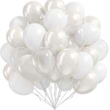 50pcs White Balloons With Pearl Decorations, Suitable For Bridal Shower, Bride, Bachelorette Party, Birthday Party Decor - Multicolor - View 1