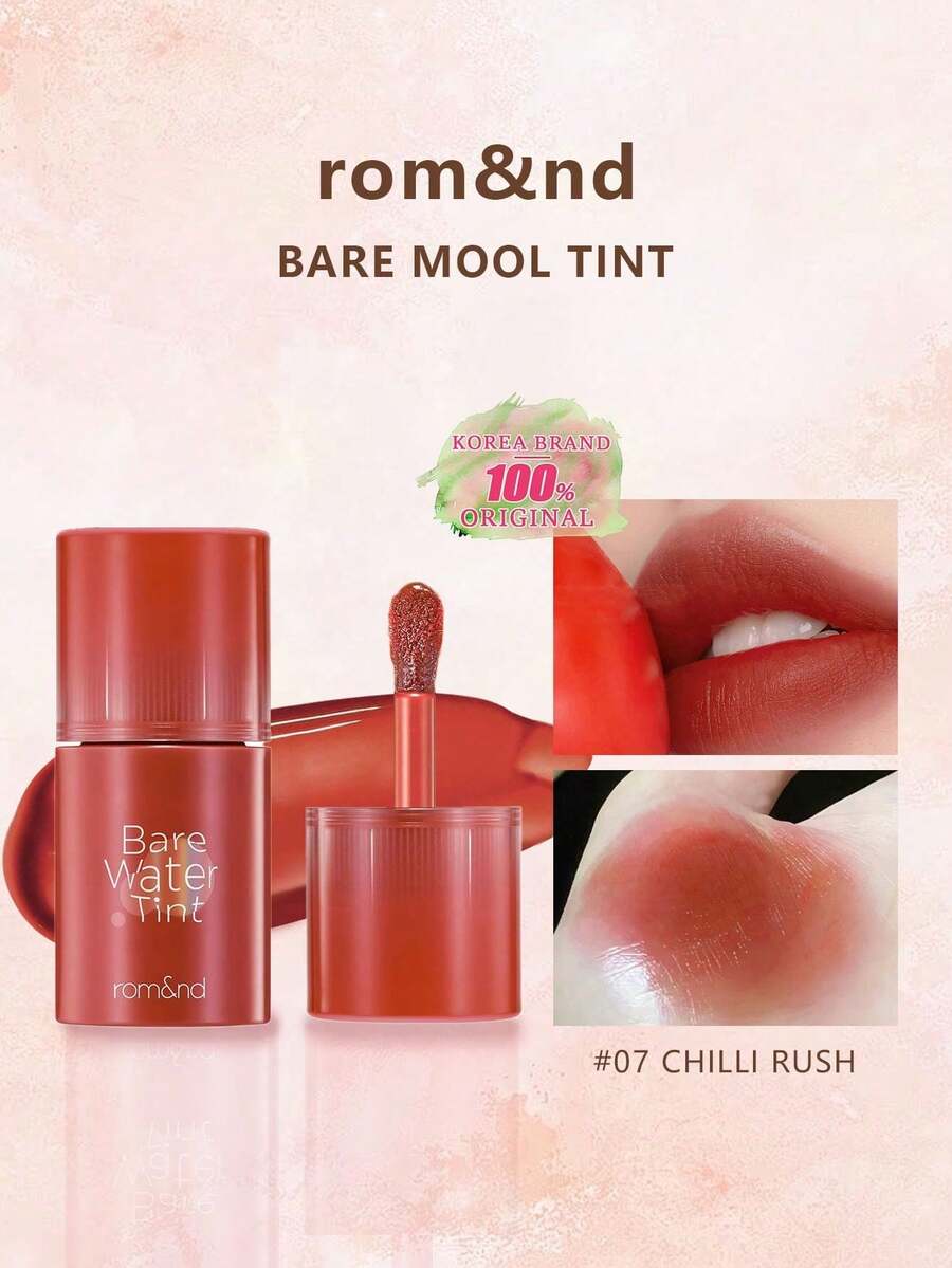 Rom&nd Romand BARE MOOL TINT #07 CHILLI RUSH, Glossy Lipstick, Vibrant Color, Long-Lasting, MLBB (My Lips But Better), Lightweight Texture, Moisturizing Long-Lasting Lip Tint, High Color Payoff, Glossy, Vegan, Korean Makeup, 4.5g (0.16oz), Gift - #07 CHILLI RUSH - Xem 1