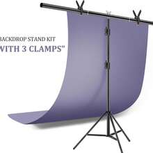 Portable Backdrop Stand Kit | Height Adjustable Photo Background Support Stand With 3 Clip Clamps For Photography, Video & Studio Shooting - 2M - View 5