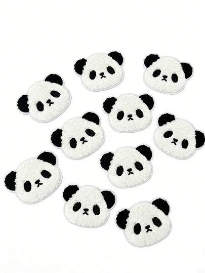 Ten-Pack Of Cute Panda Head Towels Embroidered Ironing Pudding DIY Clothes, Bags